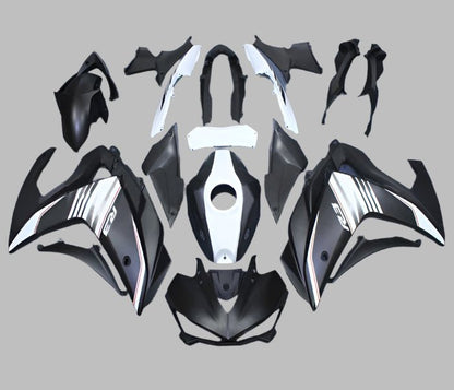 YAMAHA R3 Fairings (2015-2018) Matte Black, White at KingsMotorcycleFairings.com