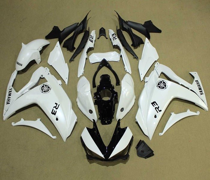 YAMAHA R3 Fairings (2015-2018) White, Black at KingsMotorcycleFairings.com