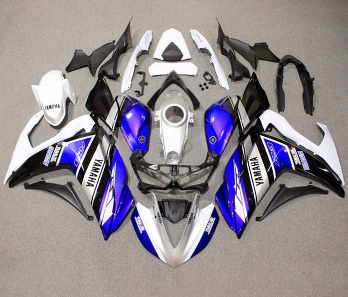 YAMAHA YZF-R3 Fairings (2015-2018) White, Blue, Black Stripe at KingsMotorcycleFairings.com