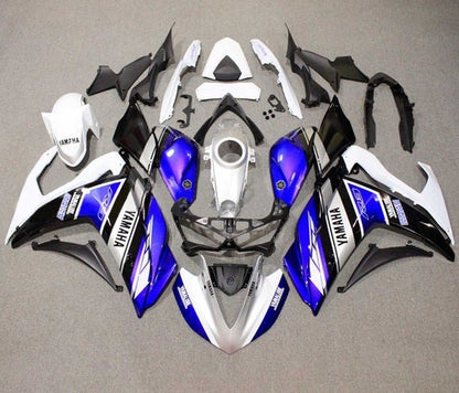 YAMAHA YZF-R3 Fairings (2015-2018) White, Blue, Black Stripe at KingsMotorcycleFairings.com