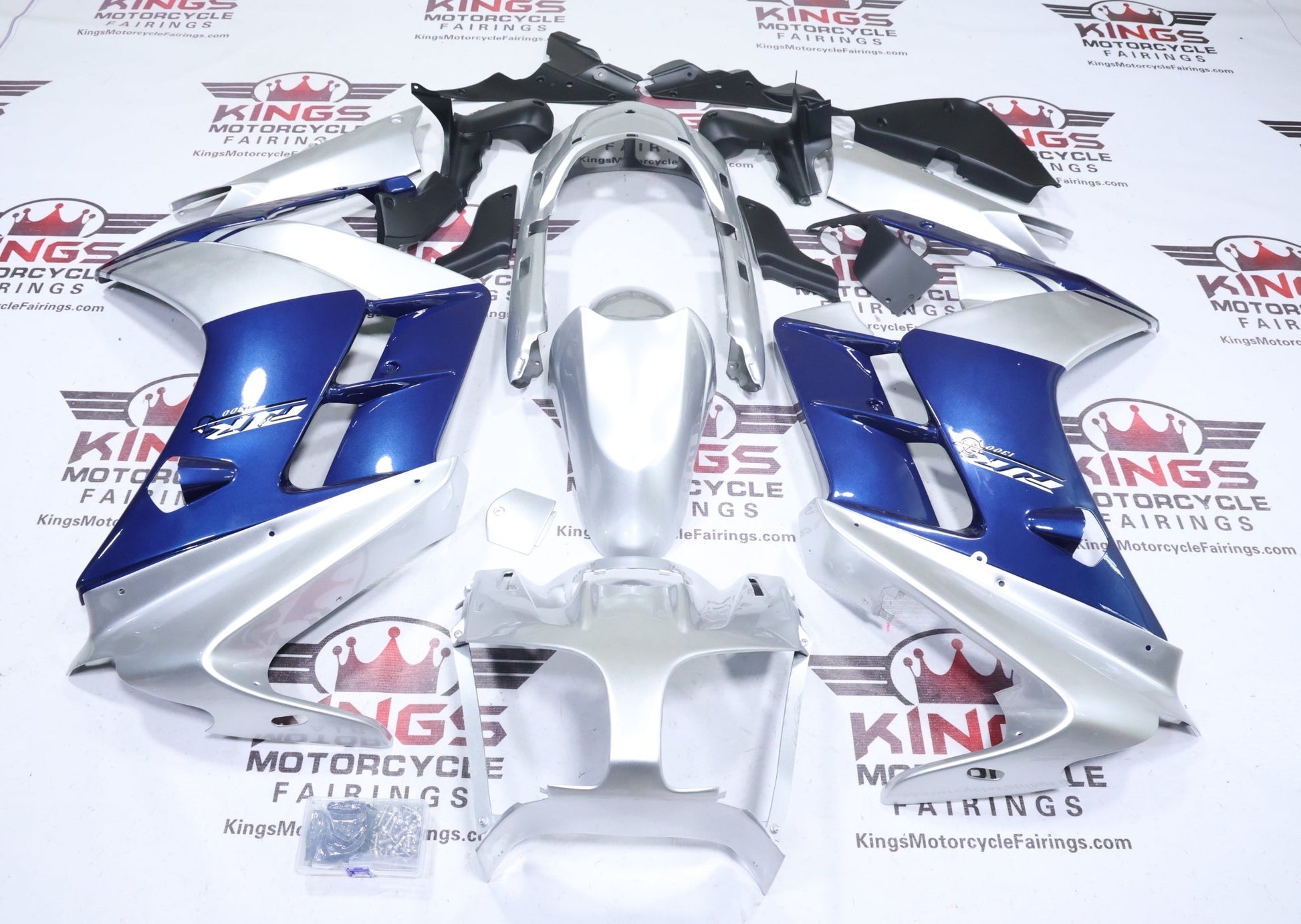 Yamaha FJR1300 Fairing Set (2001-2006) Navy Blue, Silver at KingsMotorcycleFairings.com