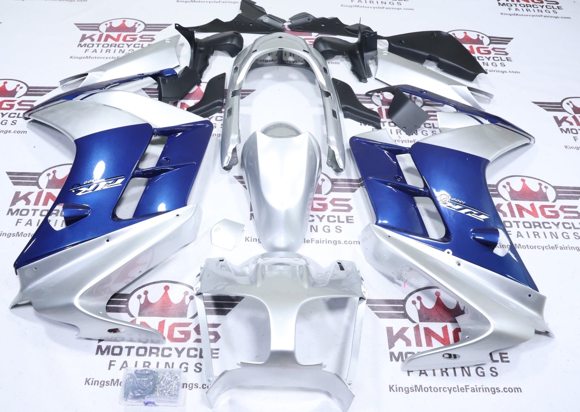 Yamaha FJR1300 Fairings (2001-2006) Navy Blue, Silver from KingsMotorcycleFairings.com