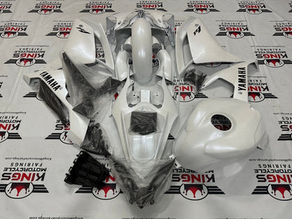 Yamaha R1 Fairing Kit (2007-2008) Pearl White, Metallic Black at KingsMotorcycleFairings.com