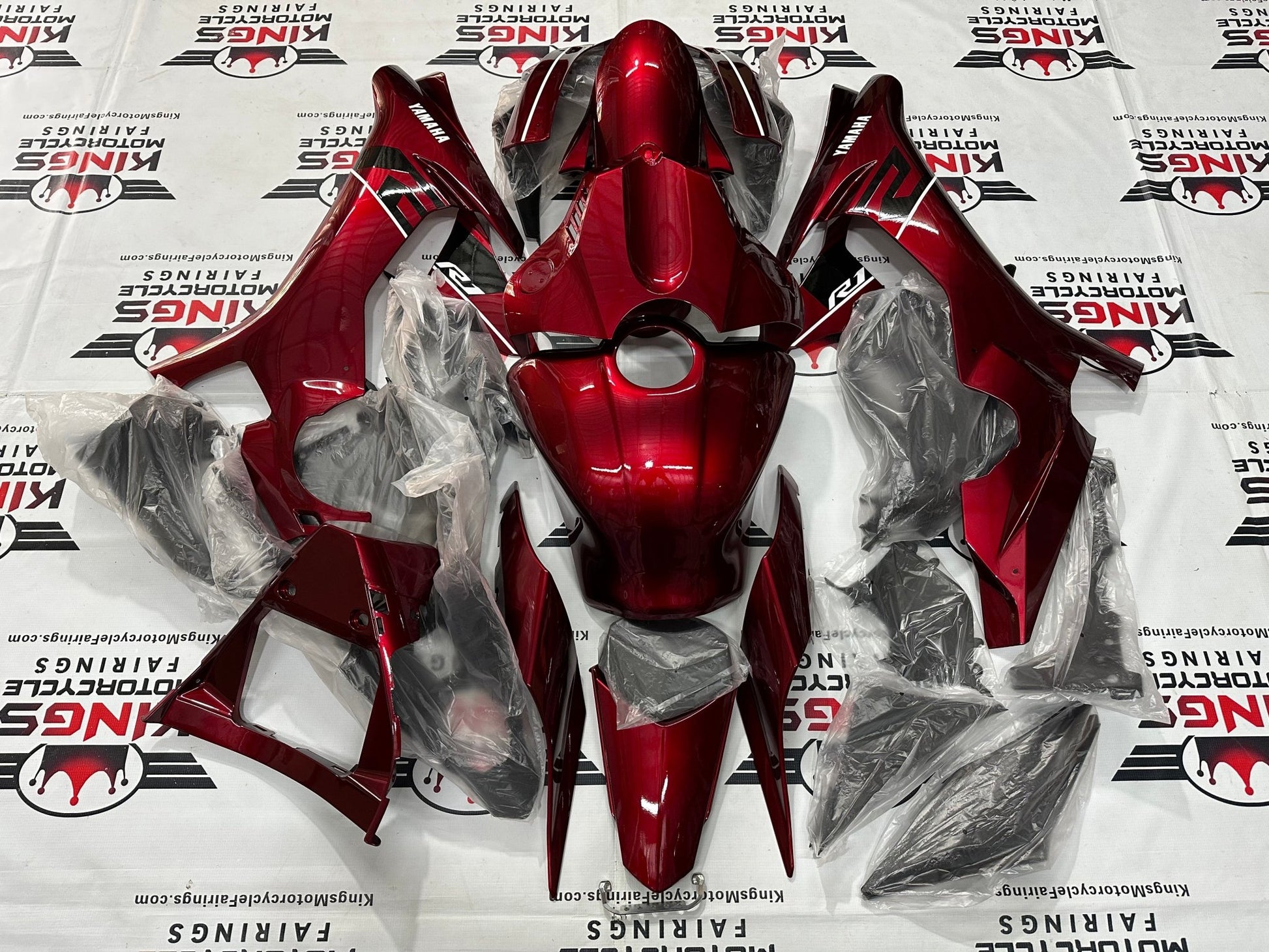 Yamaha R1 Fairing Kit (2015-2019) Red, White Stripe from KingsMotorcycleFairings.com