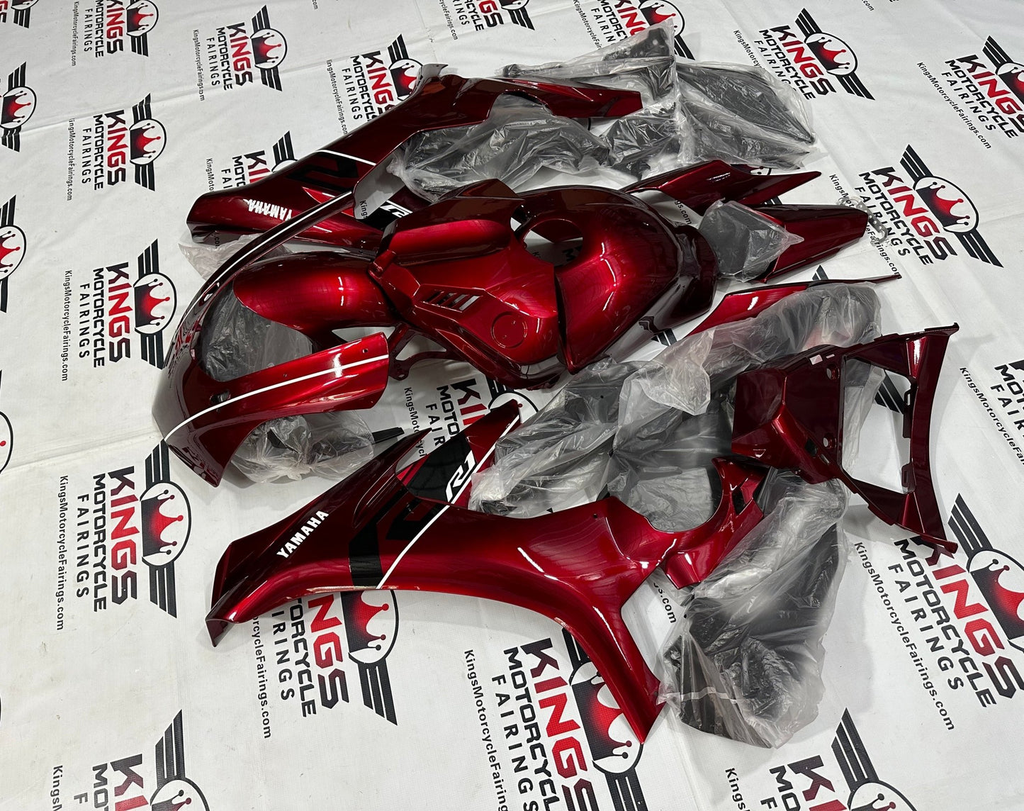 Yamaha R1 Fairing Set (2015-2019) Red, White Stripe at KingsMotorcycleFairings.com