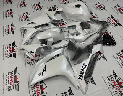 Yamaha R1 Fairings (2007-2008) Pearl White, Metallic Black at KingsMotorcycleFairings.com
