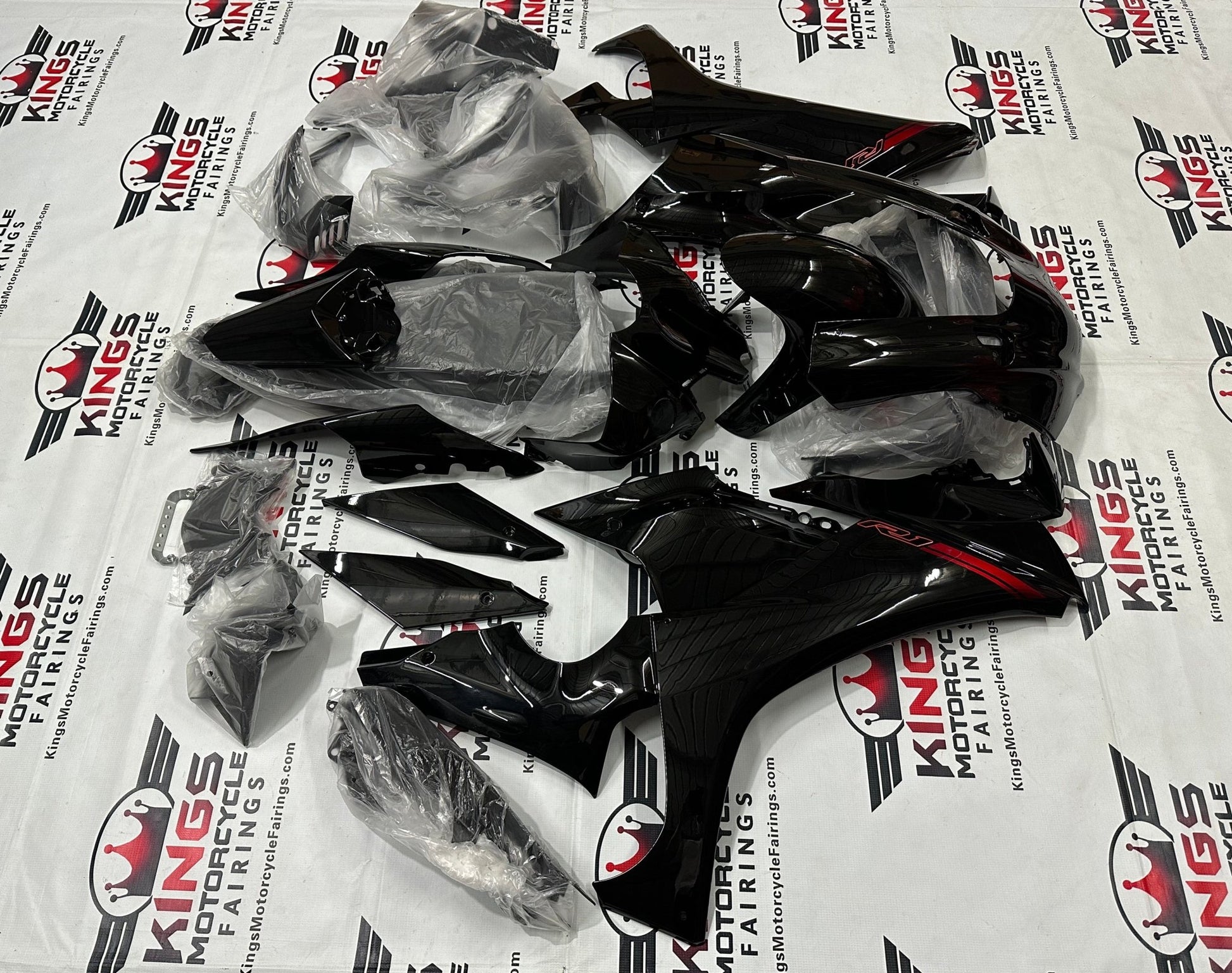 Yamaha R1 Fairings (2020-2025) Black, Red at KingsMotorcycleFairings.com