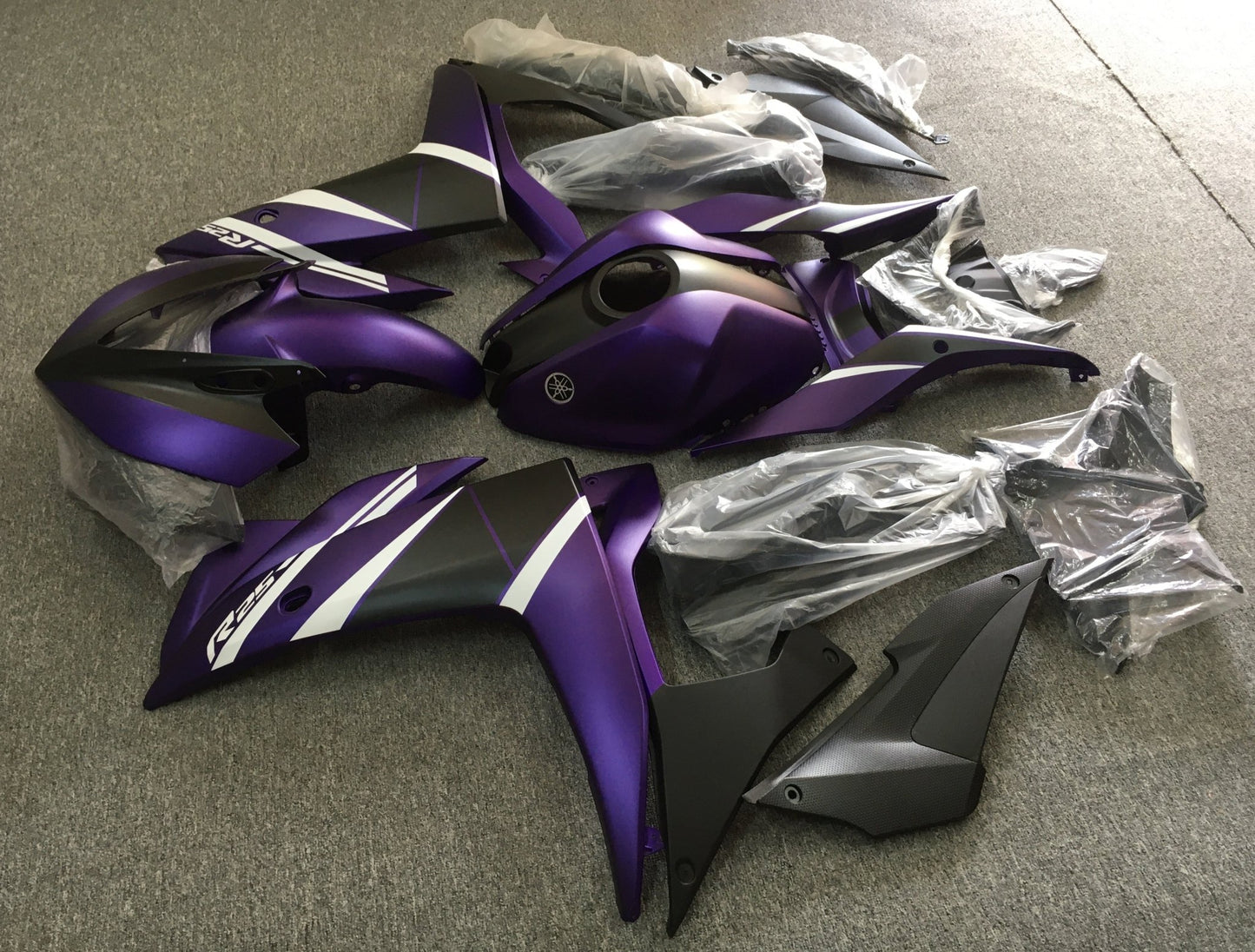 Yamaha R25 Fairings (2015-2018) Matte Purple, Black, White at KingsMotorcycleFairings.com