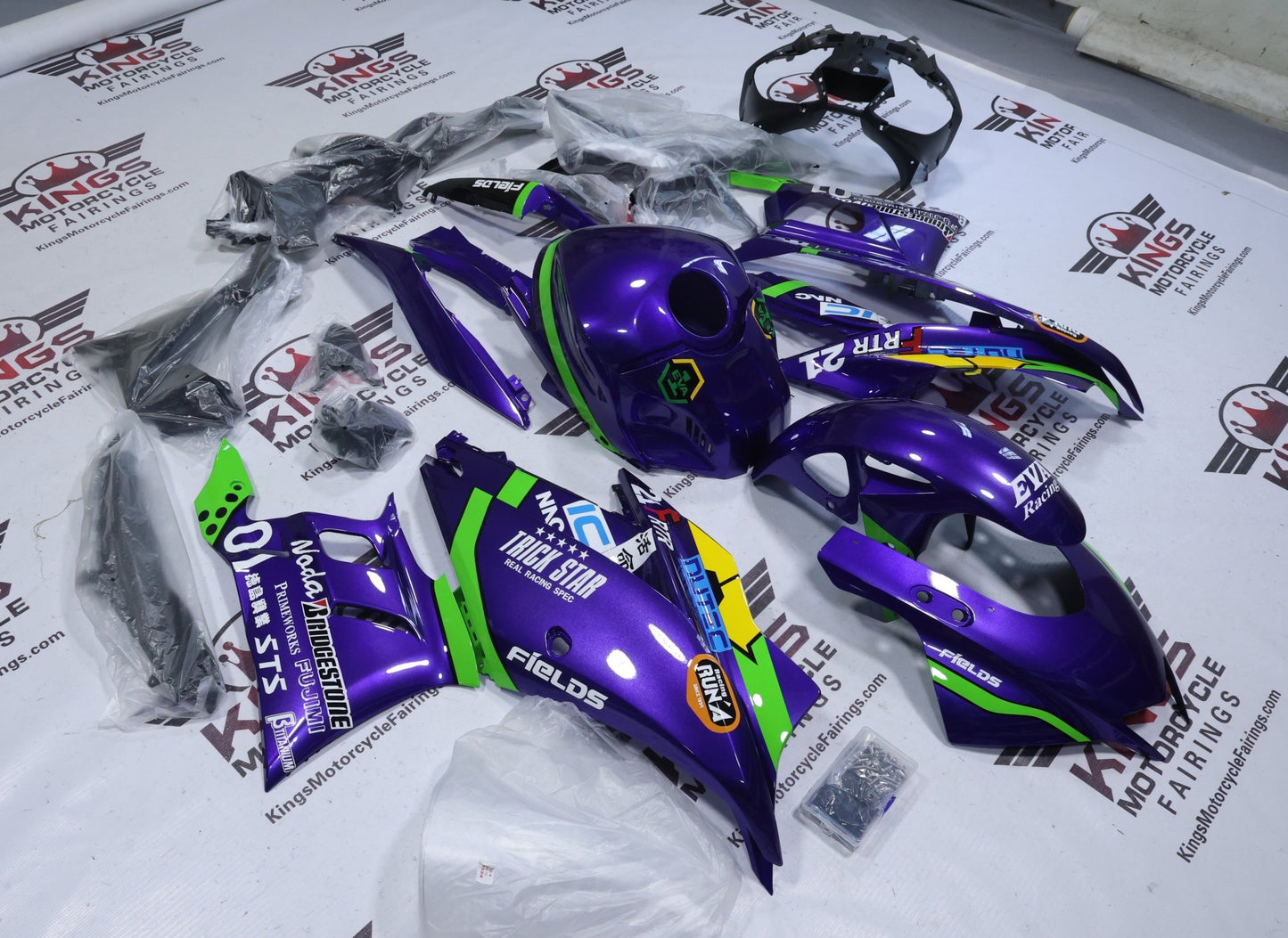 Yamaha R3 Fairing Kit (2022-2024) Purple, Green, Eva at KingsMotorcycleFairings.com