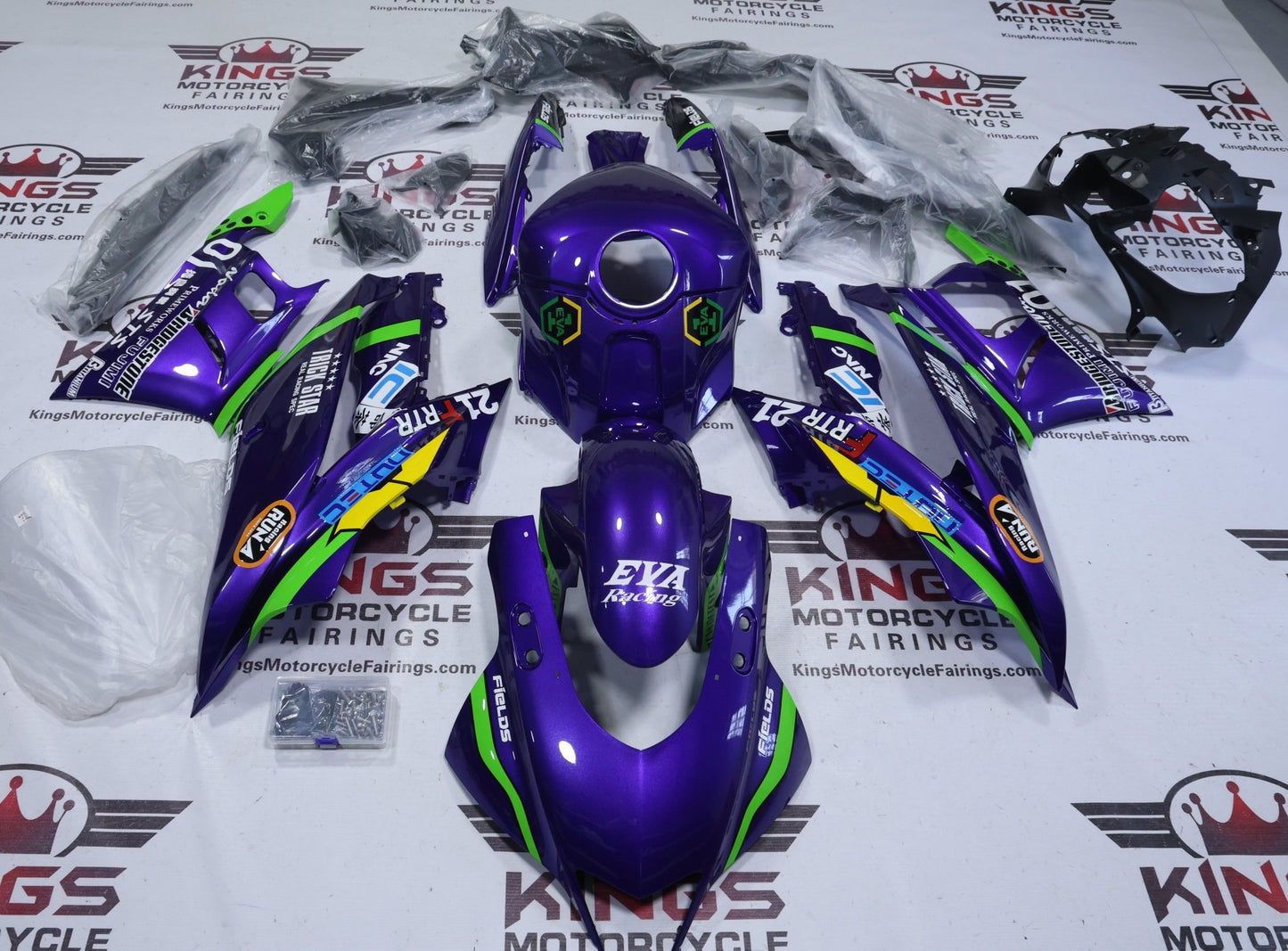 Yamaha R3 Fairing Kit (2022-2024) Purple, Green, Eva from KingsMotorcycleFairings.com