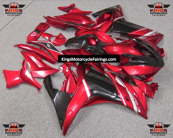 Yamaha R3 Fairings (2015-2018) Candy Red, Black at KingsMotorcycleFairings.com