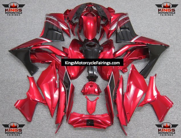 Yamaha R3 Fairings (2015-2018) Candy Red, Black at KingsMotorcycleFairings.com