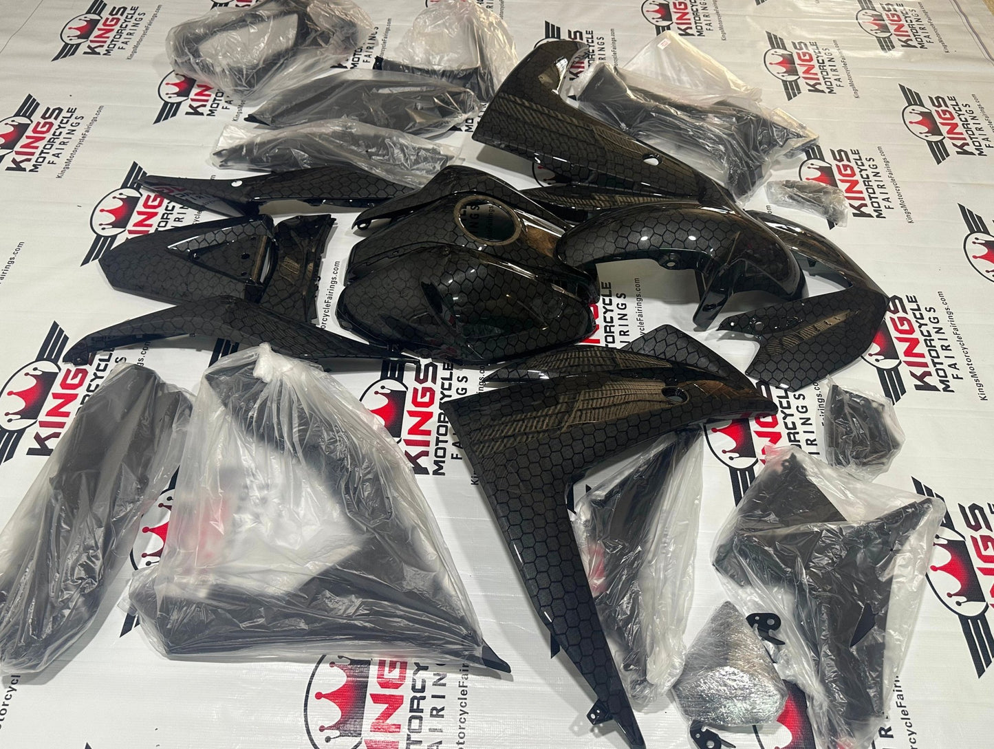 Yamaha R3 Fairings (2015-2018) Honeycomb Faux Carbon Fiber at KingsMotorcycleFairings.com