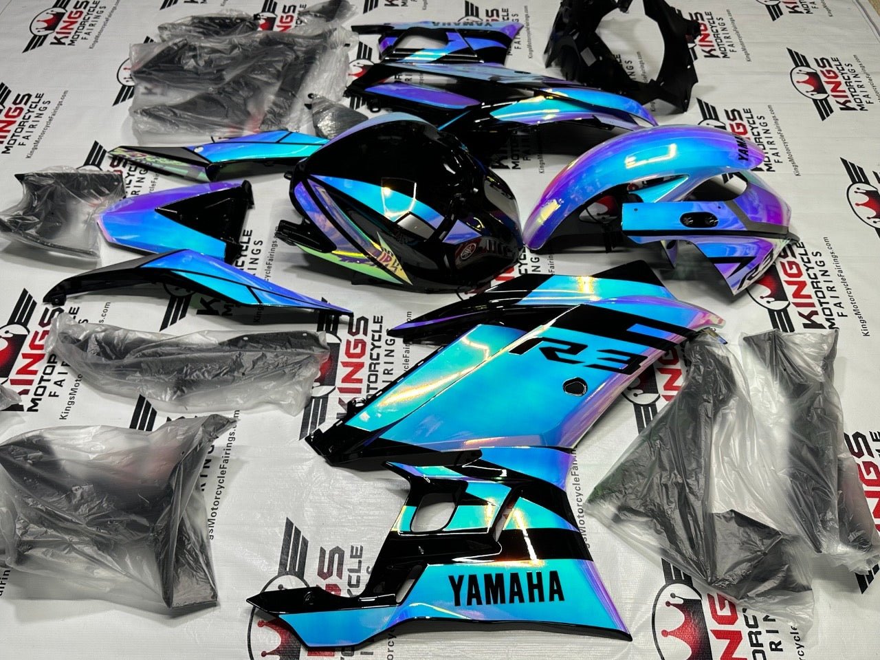 Yamaha R3 Fairings (2019-2021) Chameleon Chrome, Pink, Blue at KingsMotorcycleFairings.com