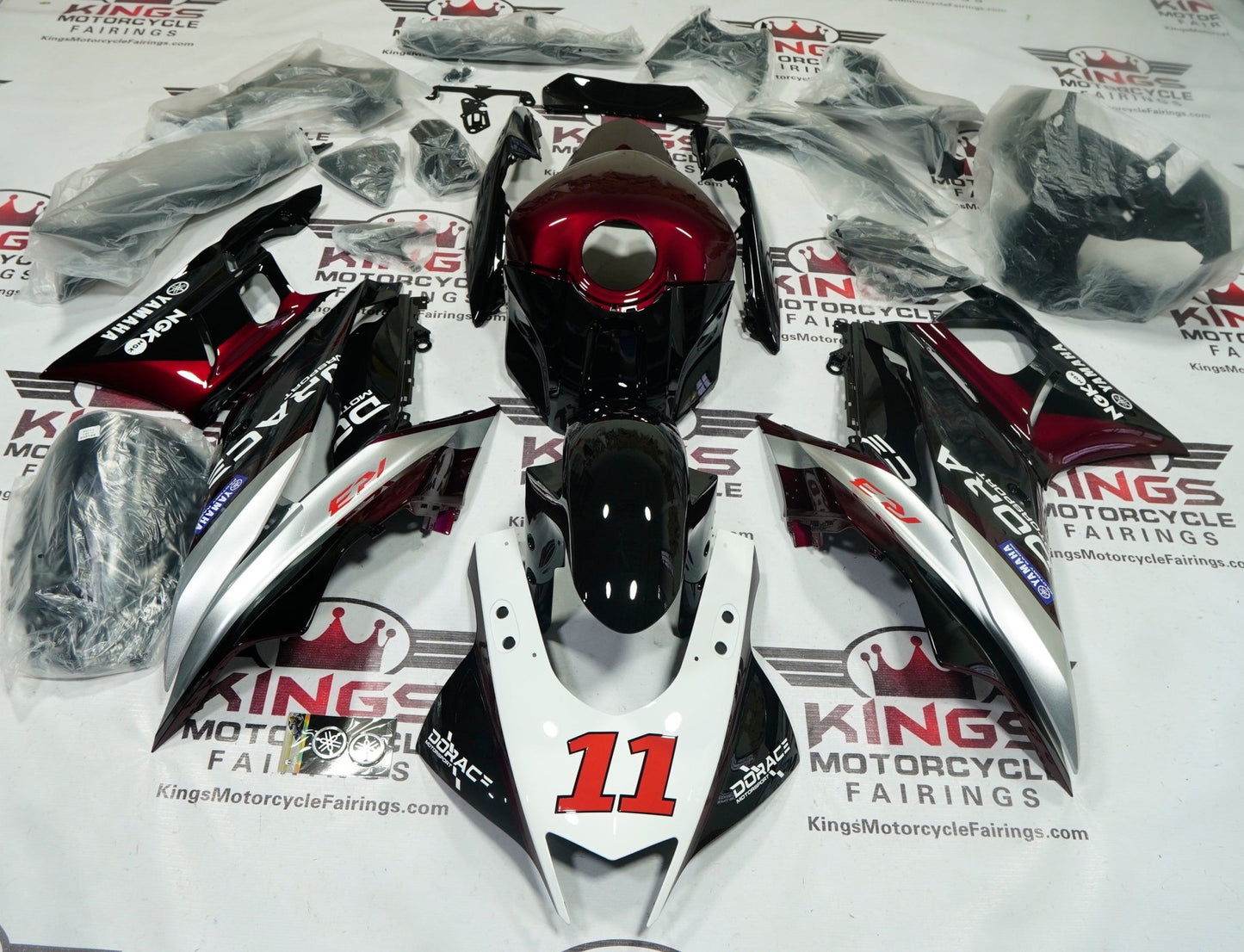 Yamaha R3 Fairings (2019-2021) Dark Red, Silver, Black, White at KingsMotorcycleFairings.com
