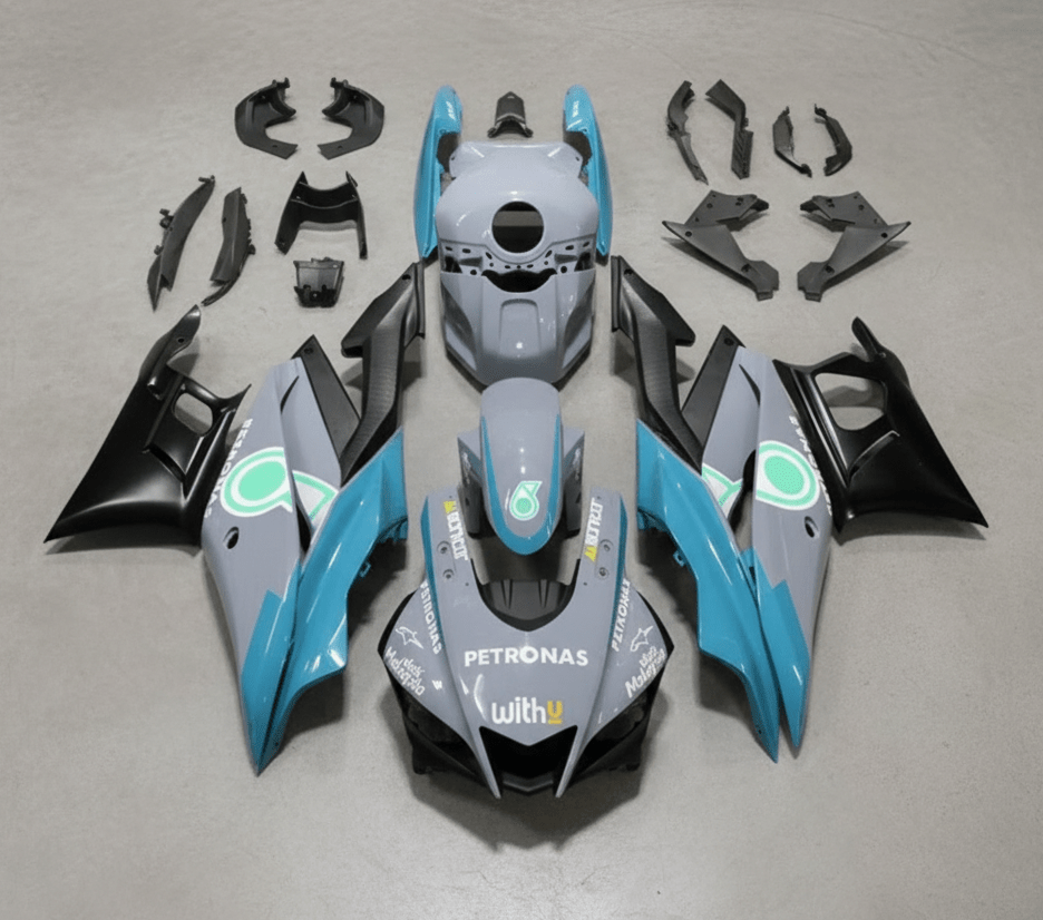 Yamaha R3 Fairings (2019-2021) Gray, Blue, Matte Black Petronas at KingsMotorcycleFairings.com