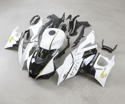 Yamaha R3 Fairings (2019-2021) White, Black, Gold Monster at KingsMotorcycleFairings.com