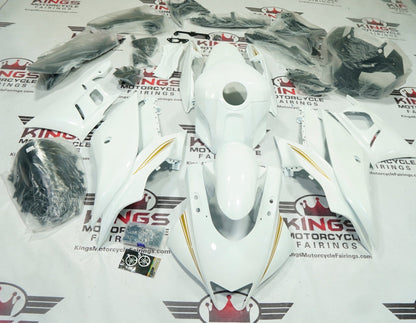Yamaha R3 Fairings (2019-2021) White, Gold at KingsMotorcycleFairings.com