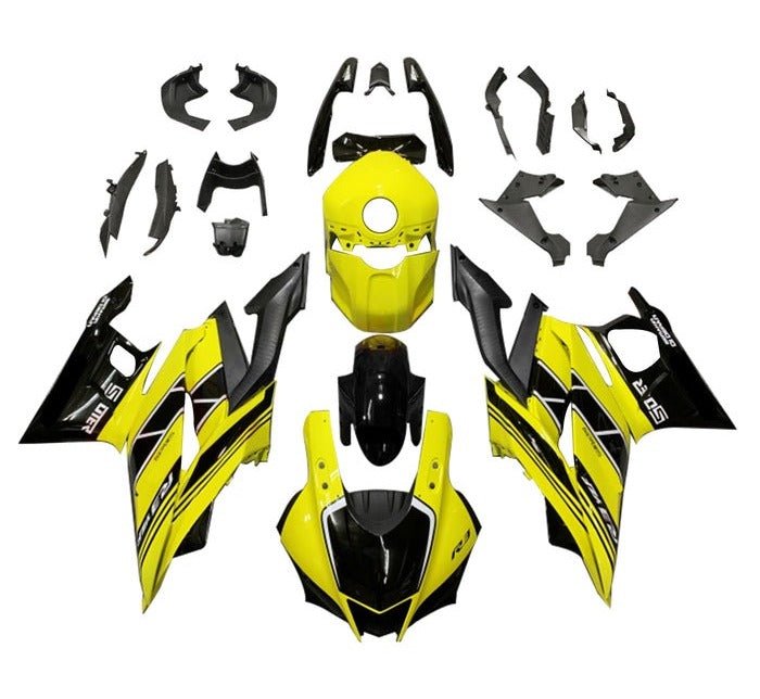 Yamaha YZF-R3 Fairings (2019-2024) Yellow, Black Stripes at KingsMotorcycleFairings.com