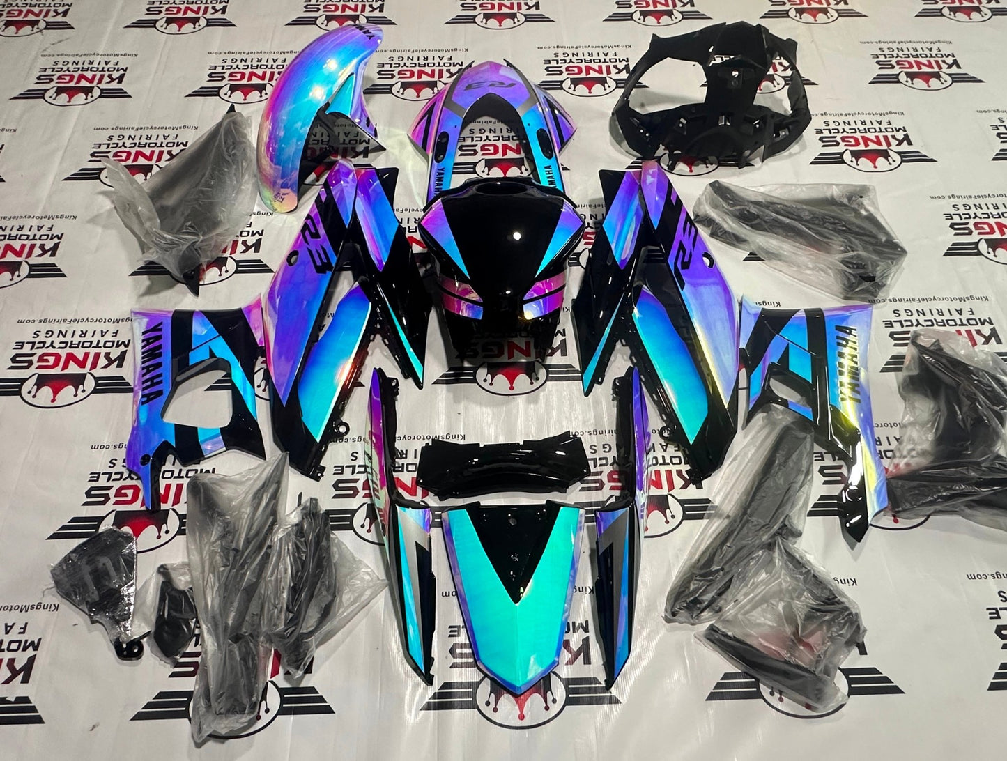 Yamaha YZF-R3 Fairing Kit (2022-2024) Chrome, Blue, Pink Chameleon at KingsMotorcycleFairings.com