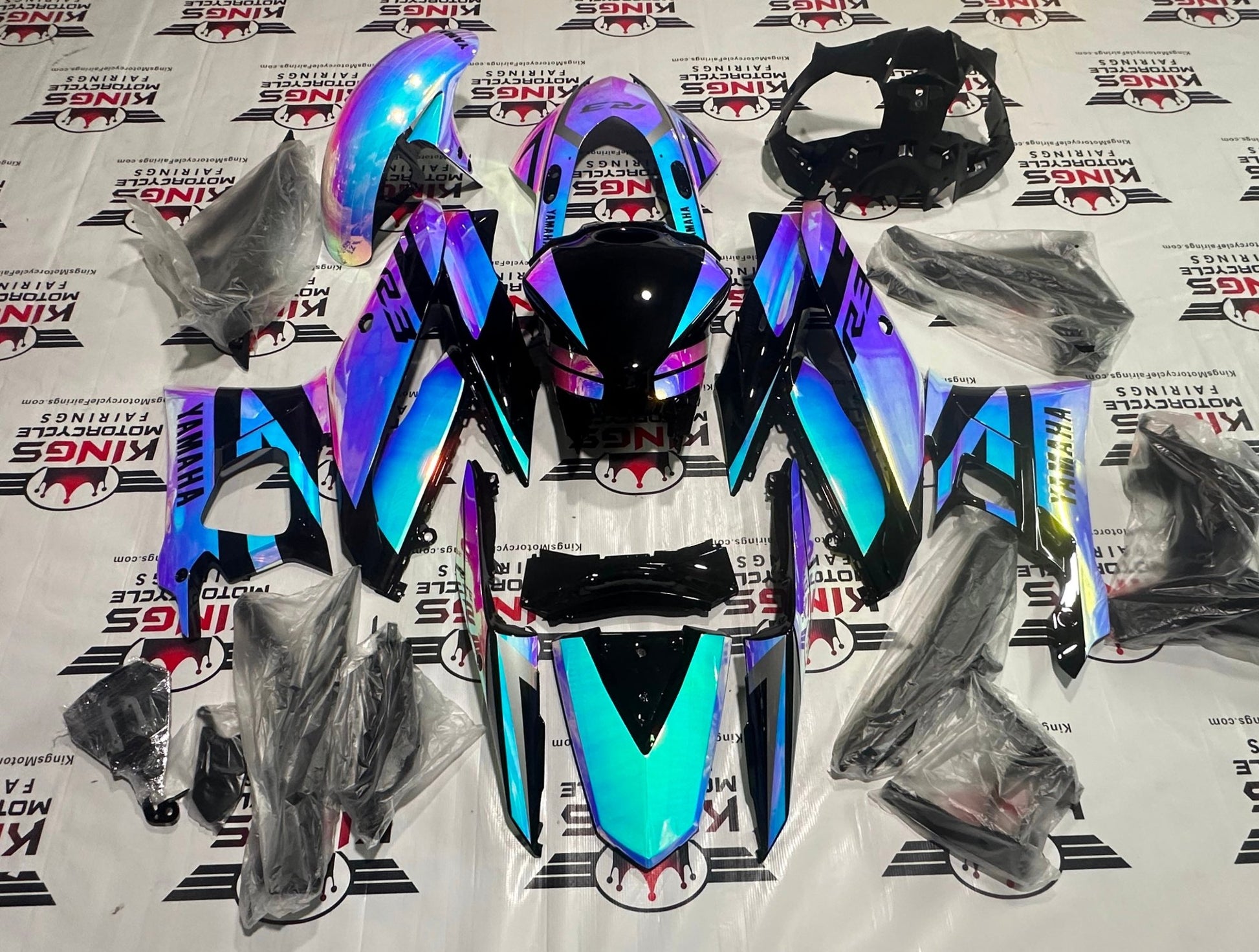 Yamaha YZF-R3 Fairing Kit (2022-2024) Chrome, Blue, Pink Chameleon at KingsMotorcycleFairings.com