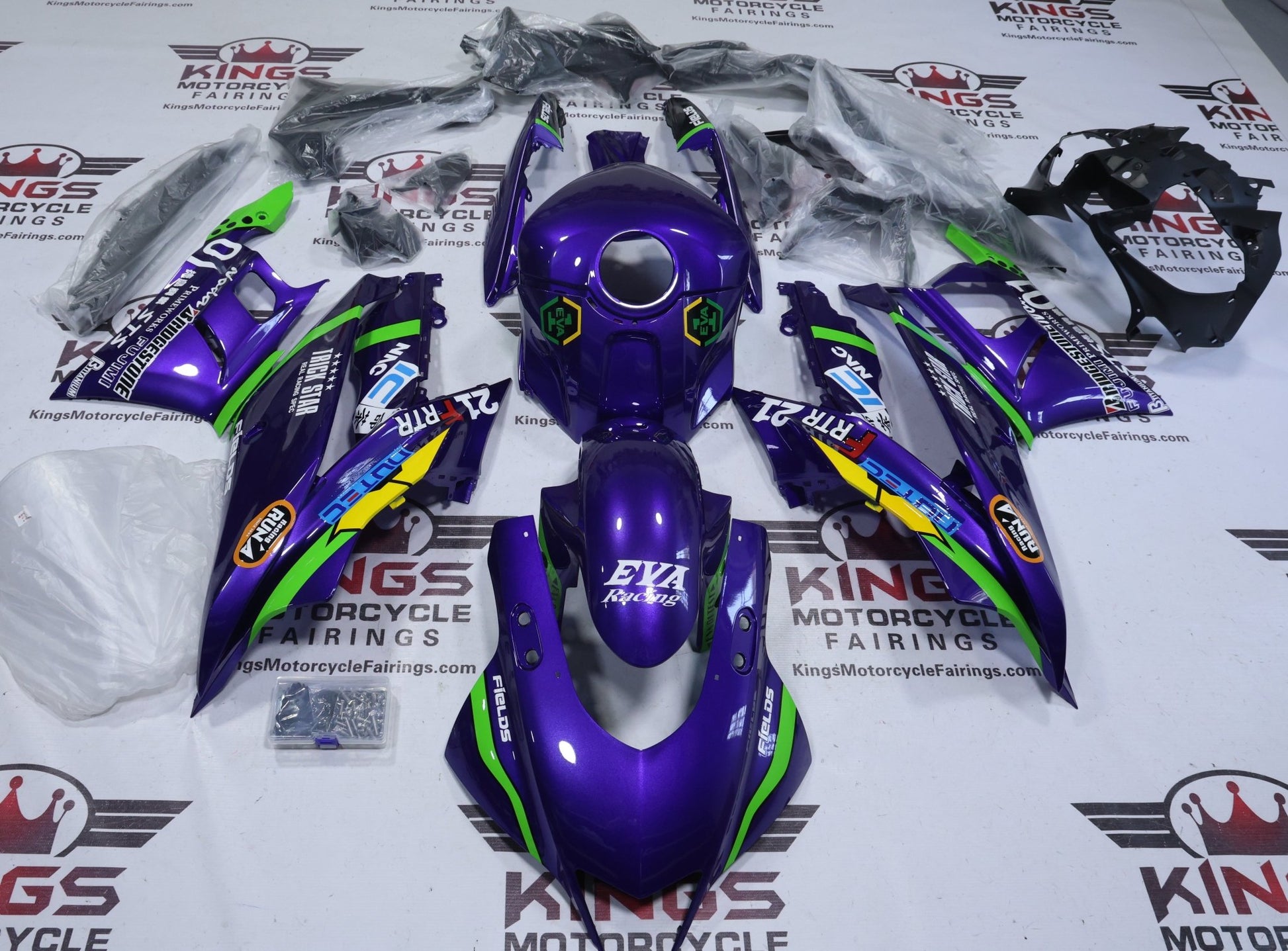 Yamaha R3 Fairings (2022-2024) Purple Eva from KingsMotorcycleFairings.com