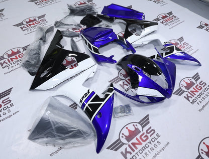 Yamaha R6 Fairings (2005) Blue, Black, White from KingsMotorcycleFairings.com