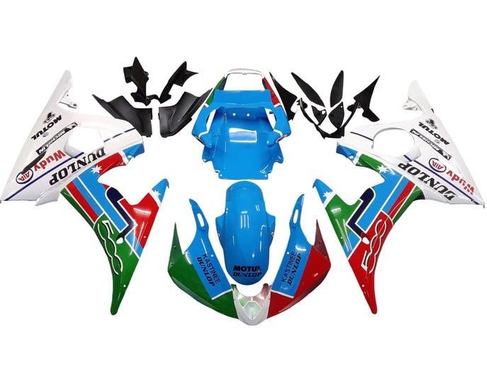 Yamaha YZF-R6 Fairings (2005) Blue, Multicolor, Dunlop at KingsMotorcycleFairings.com