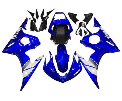 Yamaha R6 Fairings (2005) Blue, White, Silver Stripe at KingsMotorcycleFairings.com
