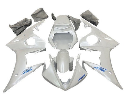 Yamaha YZF-R6 Fairings (2005) Pearl White, Blue at KingsMotorcycleFairings.com