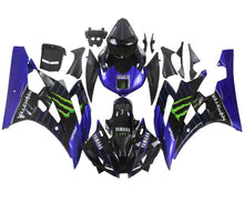 Yamaha R6 Fairings (2006-2007) Black, Blue Stripe, Monster at KingsMotorcycleFairings.com