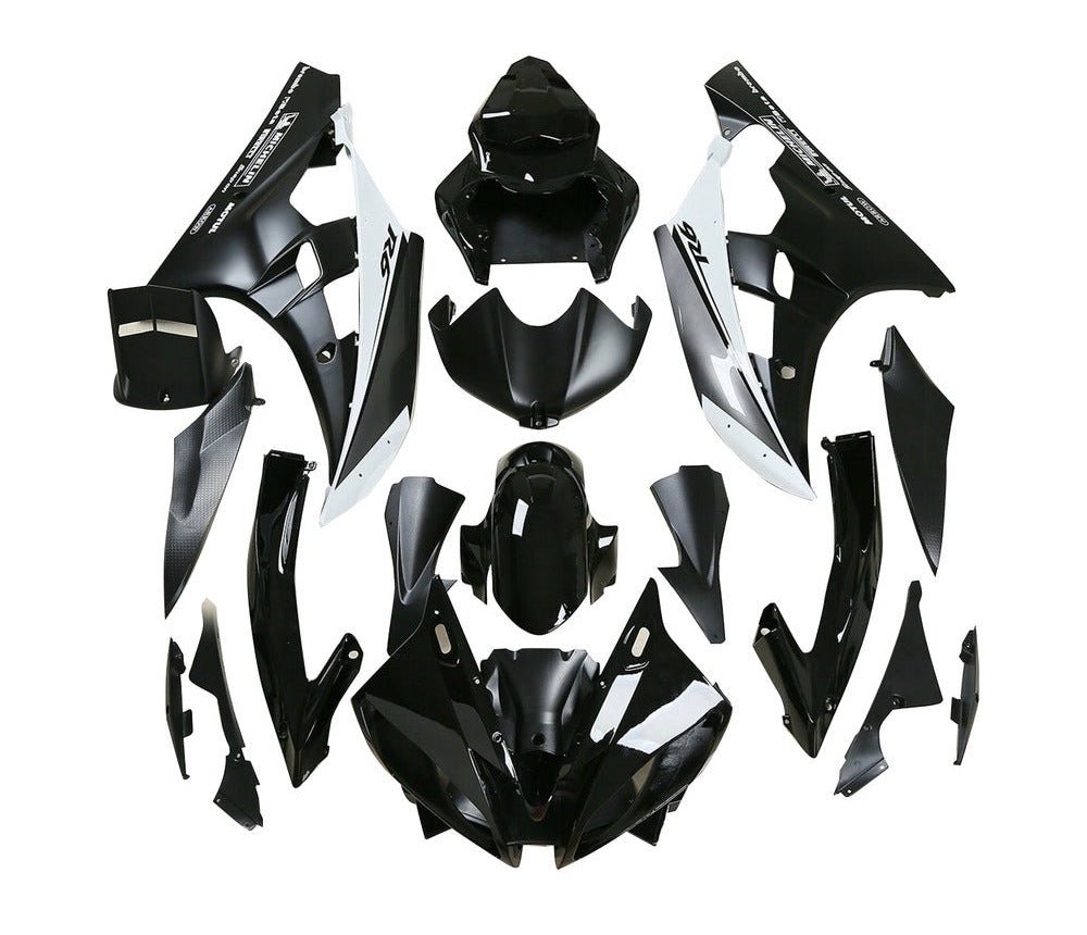 Yamaha YZF-R6 Fairings (2006-2007) Black, White, Silver Stripe at KingsMotorcycleFairings.com