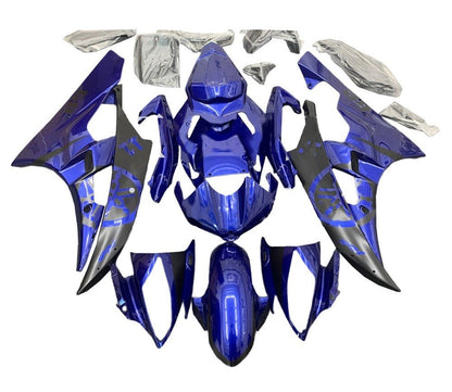 Yamaha YZF-R6 Fairings (2006-2007) Matte Black, Gloss Dark Blue at KingsMotorcycleFairings.com