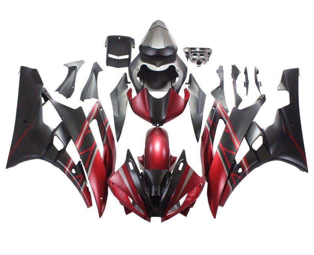 Yamaha YZF-R6 Fairings (2006-2007) Matte Dark Red, Black, Gray at KingsMotorcycleFairings.com