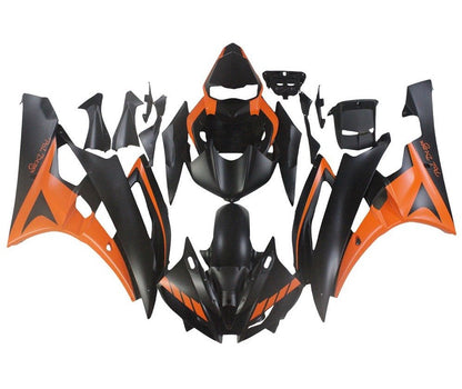 Yamaha YZF-R6 Fairings (2006-2007) Matte Orange, Matte Black at KingsMotorcycleFairings.com