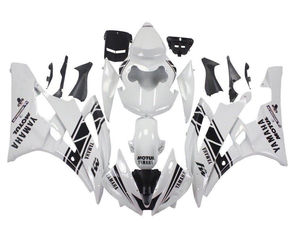 Yamaha YZF-R6 Fairings (2006-2007) White, Black Stripe at KingsMotorcycleFairings.com