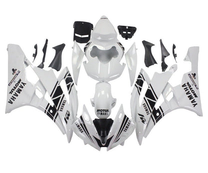 Yamaha YZF-R6 Fairings (2006-2007) White, Black Stripe at KingsMotorcycleFairings.com