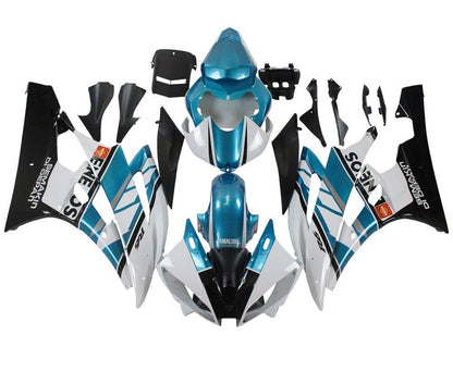 Yamaha YZF-R6 Fairings (2006-2007) White, Blue Teal, Eneos at KingsMotorcycleFairings.com