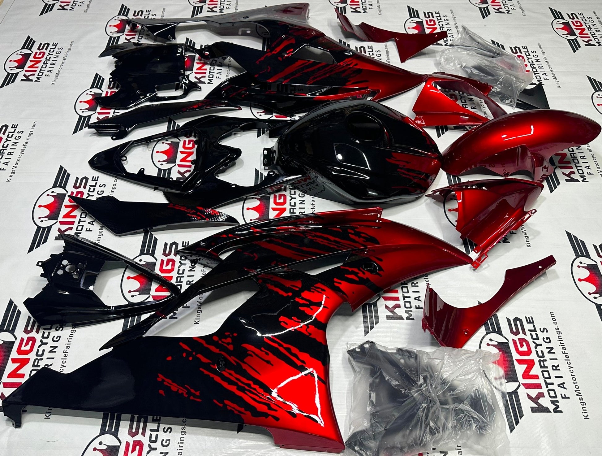 Yamaha R6 Fairings (2008-2016) Candy Apple Red, Black Fade at KingsMotorcycleFairings.com