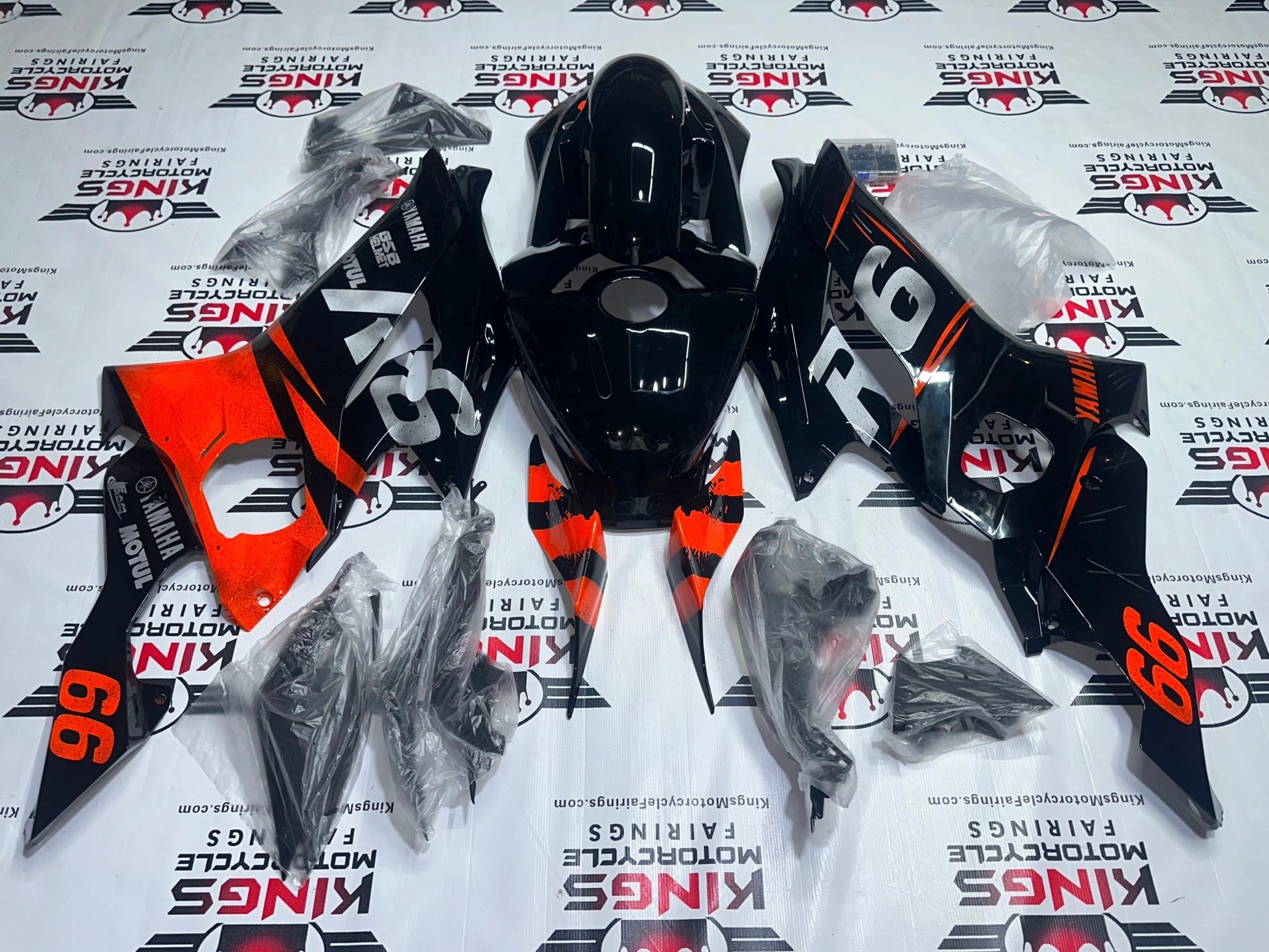 Yamaha R6 Fairings (2017-2022) Black, Red, Gray 66 from KingsMotorcycleFairings.com
