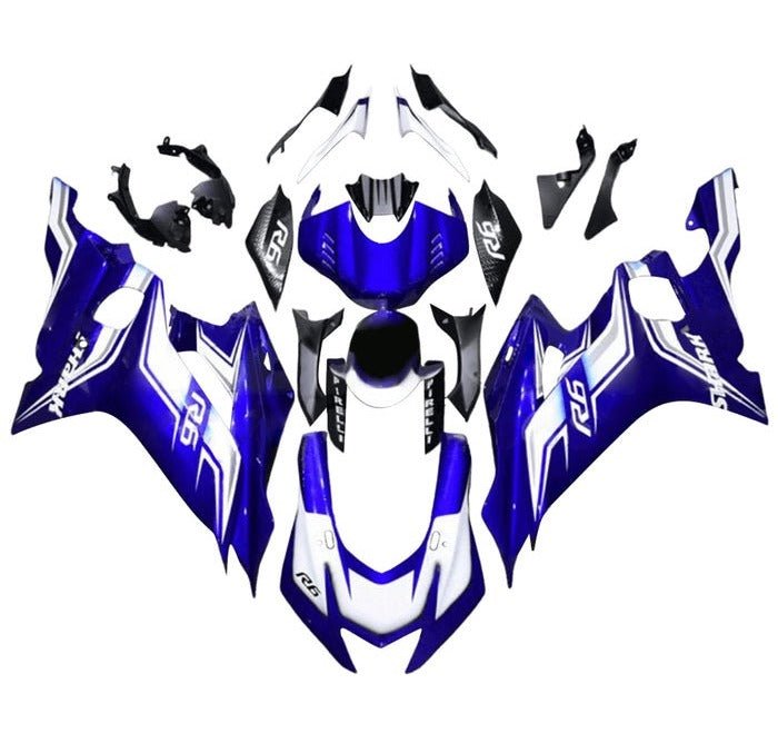 Yamaha R6 Fairings (2017-2022) Blue, White Pirelli at KingsMotorcycleFairings.com.