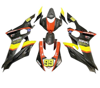 Yamaha YZF-R6 Fairings (2017-2022) Faux Carbon Fiber, Orange, Yellow at KingsMotorcycleFairings.com