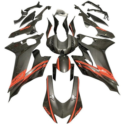 Yamaha R6 Fairings (2017-2022) Faux Carbon Fiber, Orange at KingsMotorcycleFairings.com