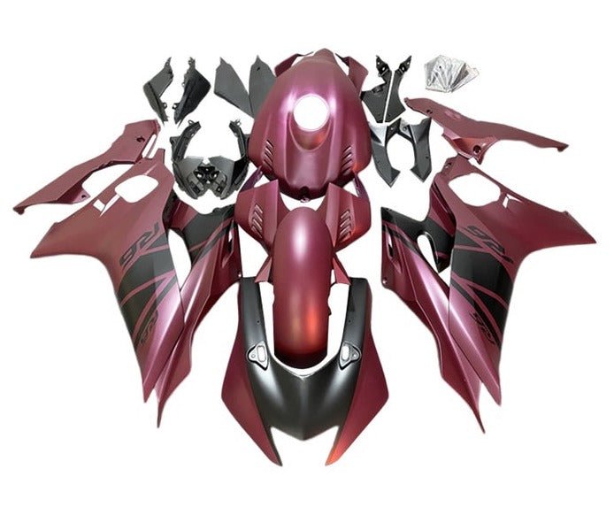 Yamaha R6 Fairings (2017-2022) Matte Red Plum, Black at KingsMotorcycleFairings.com