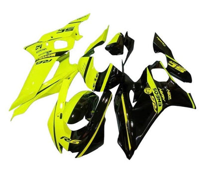 Yamaha YZF-R6 Fairings (2017-2022) Neon Yellow, Black Split at KingsMotorcycleFairings.com