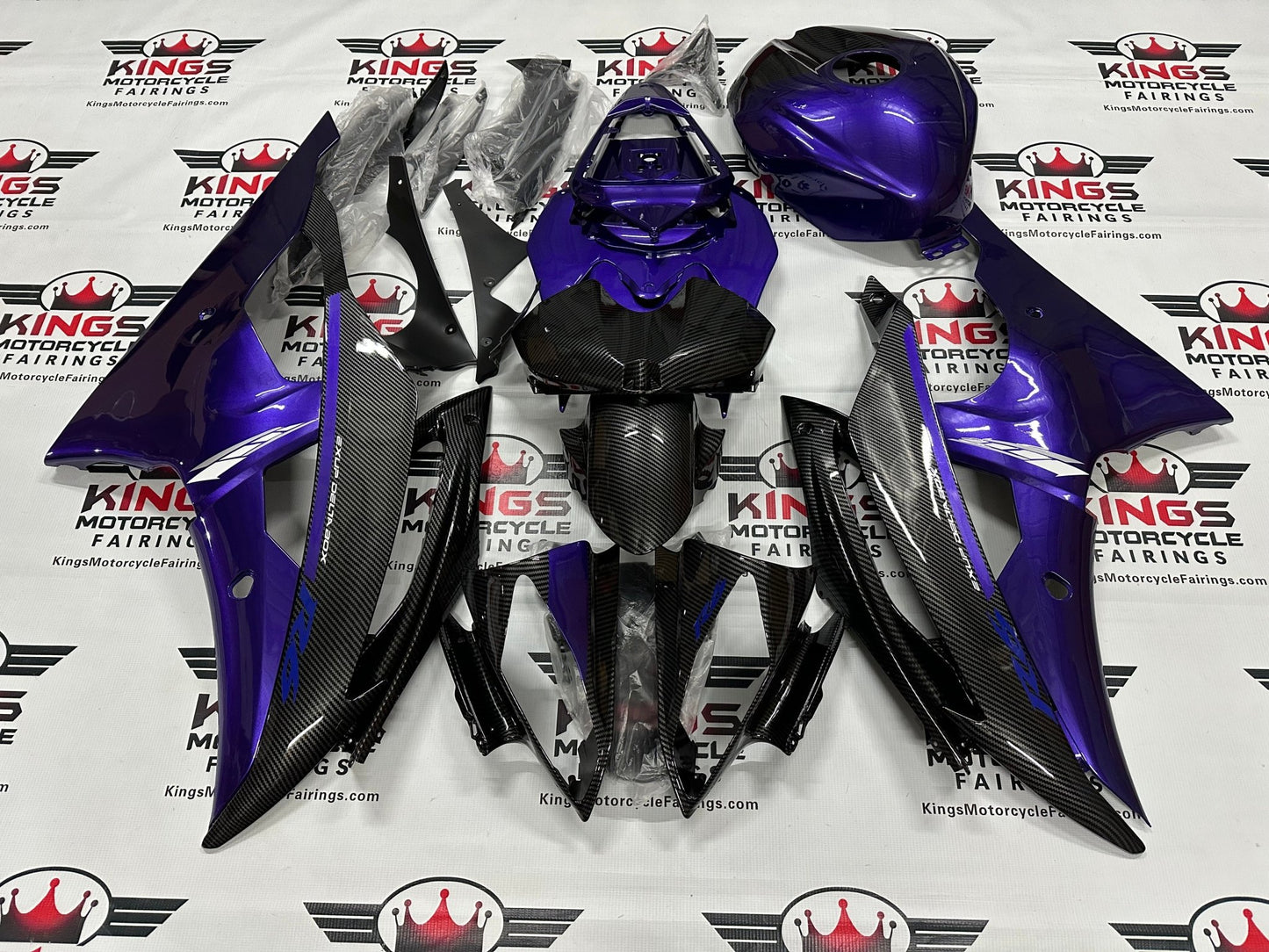 Yamaha R6 (2008-2016) Faux Carbon Fiber, Dark Purple Fairings at KingsMotorcycleFairings.com