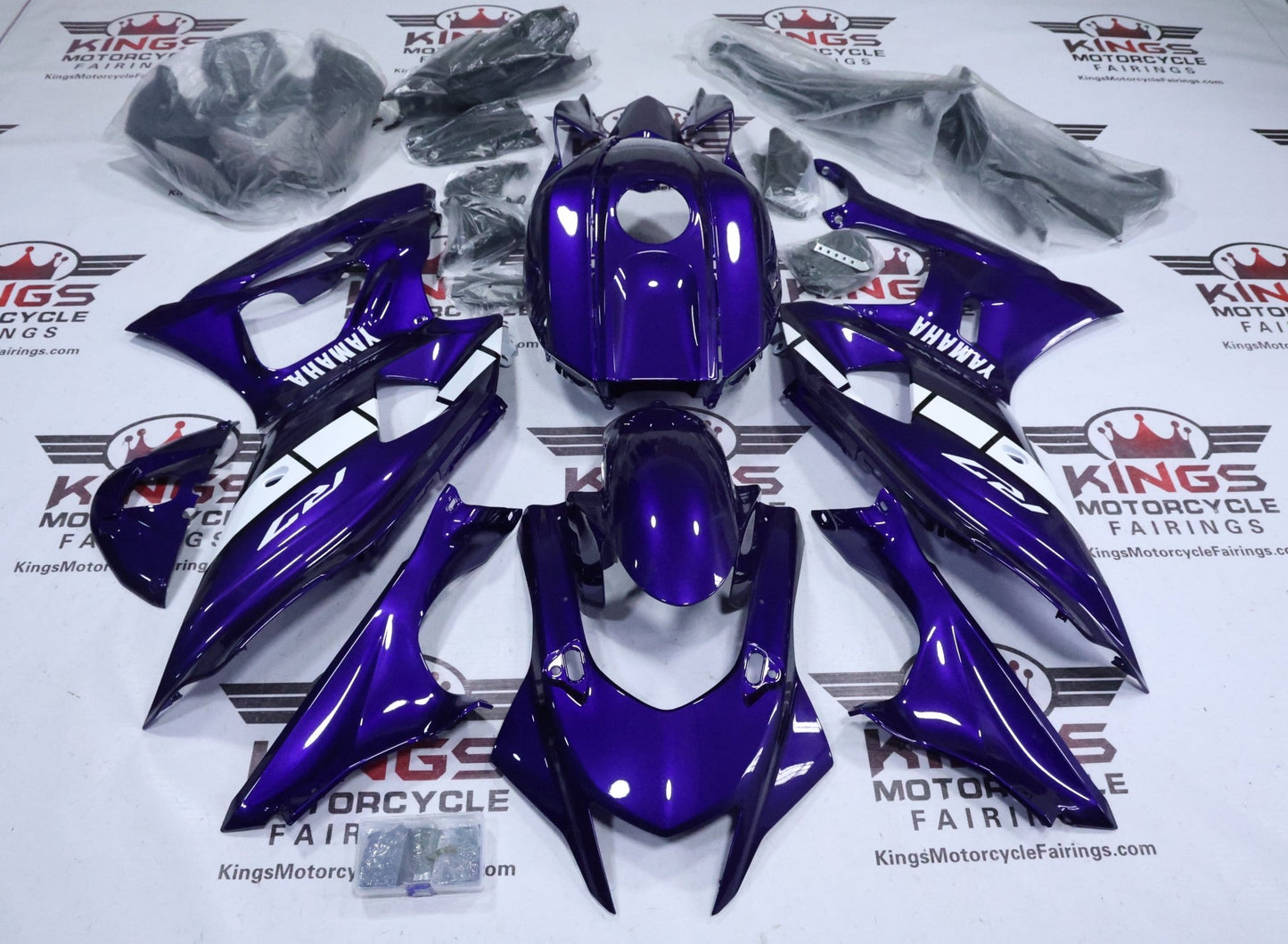 Yamaha R7 Fairing Kit (2021-2025) Purple, White Stripe at KingsMotorcycleFairings.com