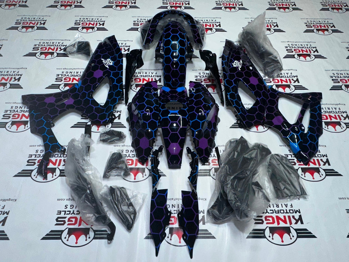 Yamaha R7 Fairing Set (2021-2025) Black Chameleon Honeycomb at KingsMotorcycleFairings.com