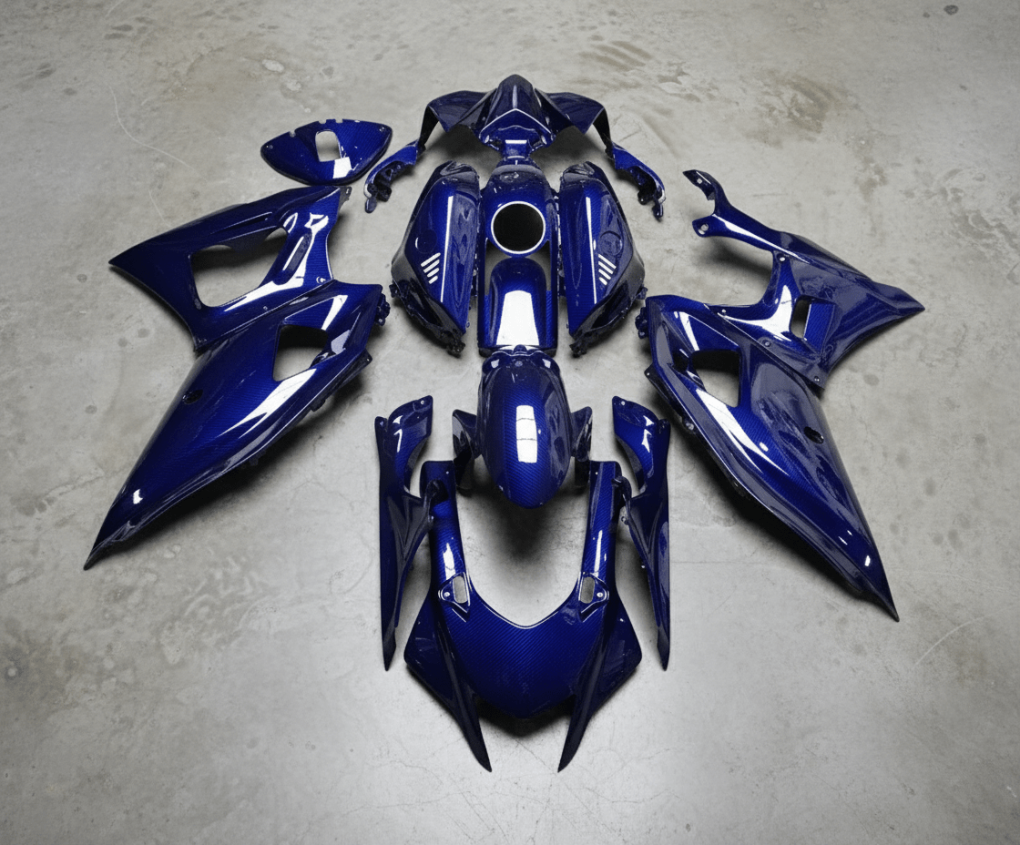 Yamaha R7 Fairings (2021-2025) Blue Faux Carbon Fiber at KingsMotorcycleFairings.com