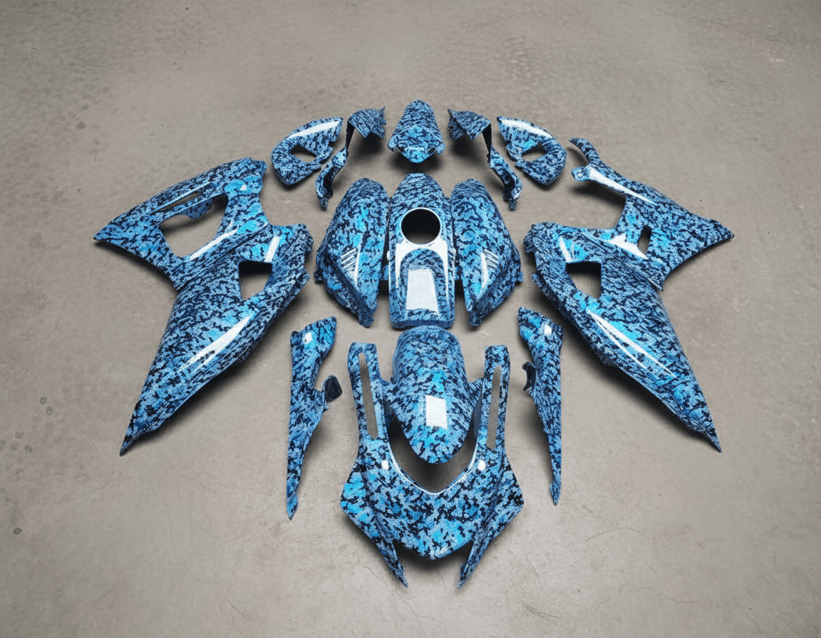 Yamaha R7 Fairings (2021-2025) Blue Snow Camouflage at KingsMotorcycleFairings.com